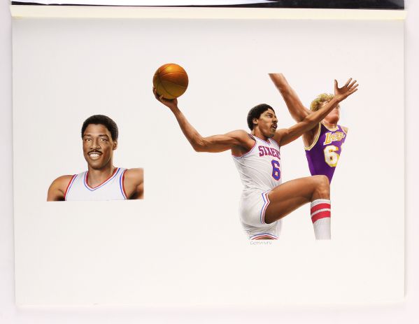 1993-94 Julius Erving Philadelphia 76ers Original Chris Consani Artwork Used in Production of McDonalds Commemorative Cups