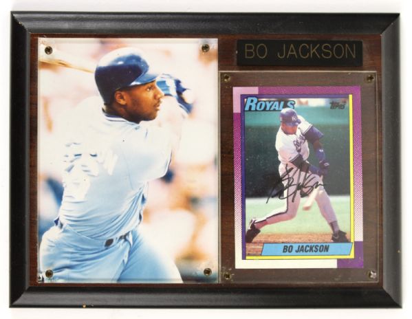 1990 Topps Signed Bo Jackson Kansas City Royals Framed Display 6" x 8" (JSA)