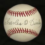 1984-94 Charles O Finley Oakland Athletics OAL Signed Baseball (JSA)