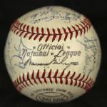 1951-69 St. Louis Cardinals ONL Giles Team Signed Ball Maris Gibson Brock (JSA)
