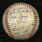 1951-69 St. Louis Cardinals ONL Giles Team Signed Ball Maris Gibson Brock (JSA)