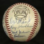 1951-69 St. Louis Cardinals ONL Giles Team Signed Ball Maris Gibson Brock (JSA)