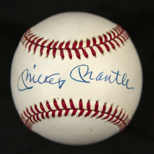 1984-94 Mickey Mantle New York Yankees Signed OAL Brown Baseball (JSA)