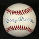 1984-94 Mickey Mantle New York Yankees Signed OAL Brown Baseball (JSA)