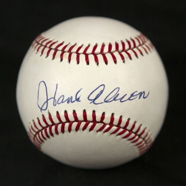 1986-89 Hank Aaron Braves Signed ONL Giamatti Baseball (JSA) 