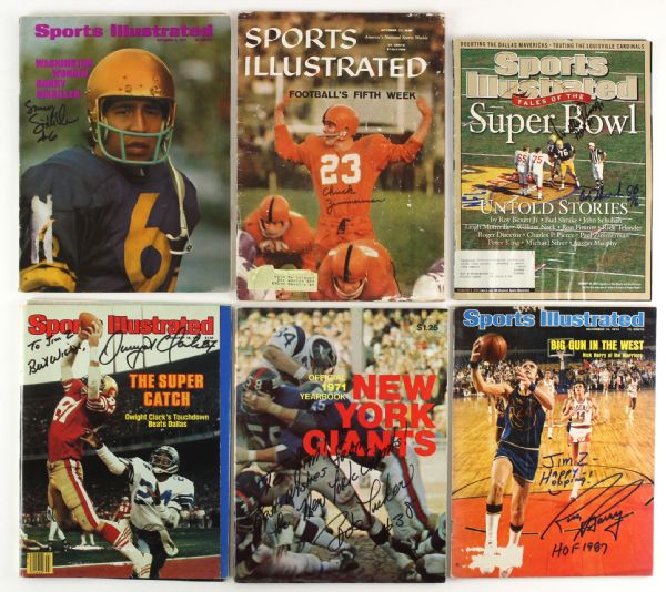 1958-2004 Football Basketball Olympic Signed Sports Illustrated Magazine Collection - Lot of 11 w/ Rick Barry, Sonny Sixkiller, Chick Zimmerman & More (JSA)