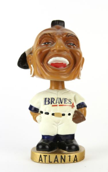 1960s circa Atlanta Braves Screaming Brave My Favorite Baseball Team Vintage 7" Nodder w/ Original Box