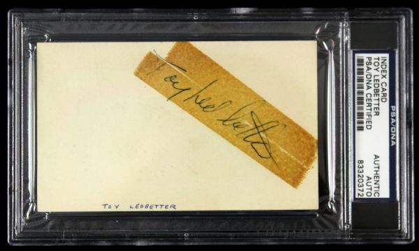 1950-55 Toy Ledbetter Signed Philadelphia Eagles Index Card (PSA/DNA)