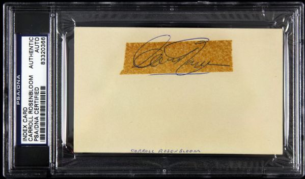1907-79 Carroll Rosenbloom Baltimore Colts Los Angeles Rams Signed Index Card (PSA/DNA)