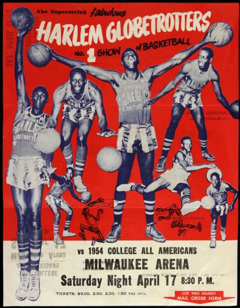 1954 Harlem Globetrotters vs College All-Americans Order Form Milwaukee Arena