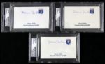 1966-82 Marvin Miller Executive Director MLBPA Signed Index Cards - Lot of Three (PSA/DNA)