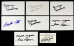 1927-2012 Joe Frazier Carmen Basillo Joe Frazier Laila Ali Signed Index Cards Business Card Photo - Lot of Nine (JSA)