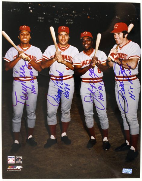 1970-76 Tony Perez Johnny Bench Joe Morgan Pete Rose Big Red Machine Cincinnati Reds Signed Photo PSA/DNA