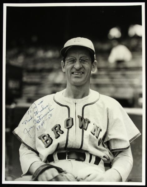 1948-69 Joe Ostrowski St. Louis Browns New York Yankees Signed Photo and Check (JSA) 