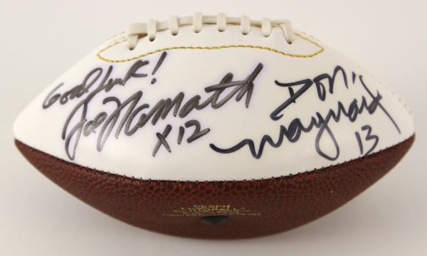 2000s Joe Namath Don Maynard New York Jets Signed Mini Football (JSA)