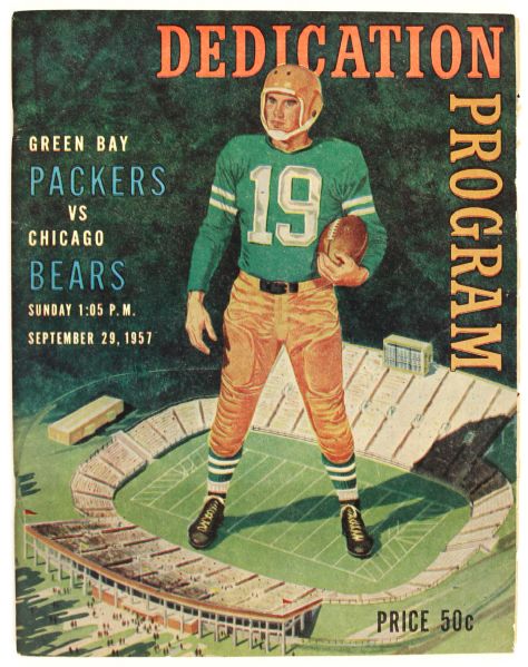 1957 Green Bay Packers Chicago Bears Lambeau Field Dedication Program 