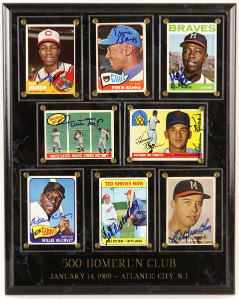1989 500 Home Run Club Multi Signed 12" x 15" Display w/ Robinson, Banks, Aaron, Mays, Killebrew, McCovey, Williams & Mathews (JSA)