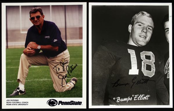 1953-2011 Signed College Football Photos Paterno Elliott Owens Dye - Lot of Seven (JSA) 