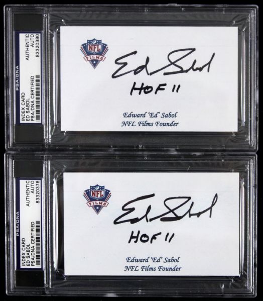 1964-2013 Ed Sabol NFL Films Signed Index Cards (PSA/DNA)