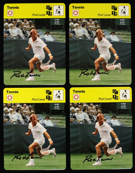 1977 Rod Laver Signed Tennis Cards - Lot of Four (JSA)