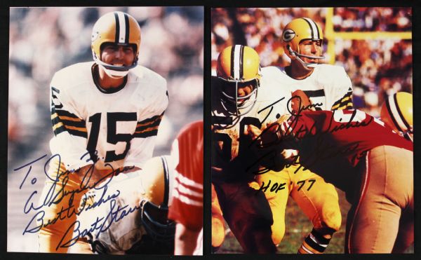 1956-71 Bart Starr Green Bay Packers Signed Photos Football Card - Lot of Three (JSA)