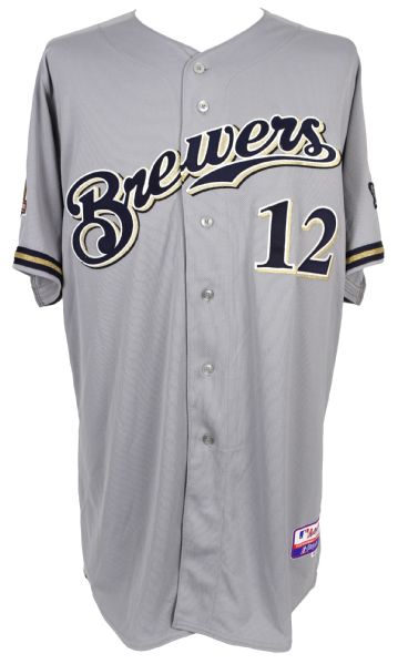 2010 Carlos Villanueva Milwaukee Brewers Game Worn Road Jersey (MEARS LOA/MLB Hologram)