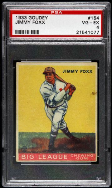 1933 Goudey Jimmy Foxx As Red Sox #154 (PSA 4 VG-EX) (HOF)