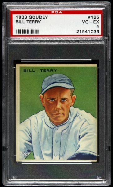 1933 Goudey Bill Terry New York Giants #125 (PSA 4 VG-EX) (HOF)