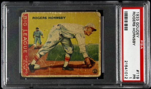 1933 Goudey Rogers Hornsby #119 St. Louis Cardinals (PSA G 1) (HOF)