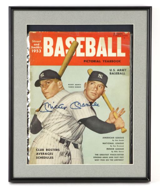 1953 Mickey Mantle New York Yankees Signed 12" x 15" Framed Street & Smith Baseball Pictorial Yearbook (JSA)