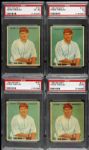 1933 Goudey #107 Henry "Heinie" Manush Washington Senators PSA Graded Cards - Lot of Four