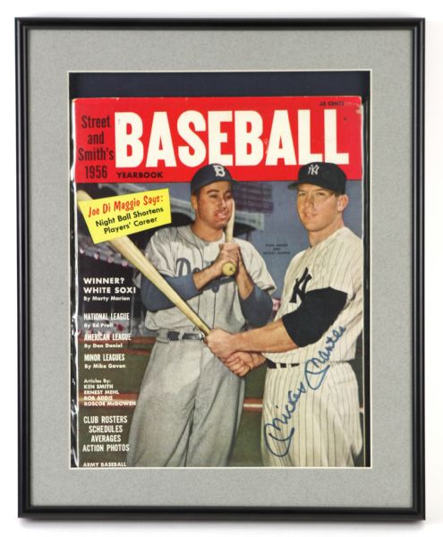 1956 Mickey Mantle New York Yankees Signed 12" x 15" Framed Street & Smiths Baseball Yearbook (JSA)
