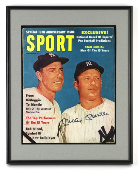 1961 Mickey Mantle New York Yankees Signed 12" x 15" Framed Sport Magazine (JSA)