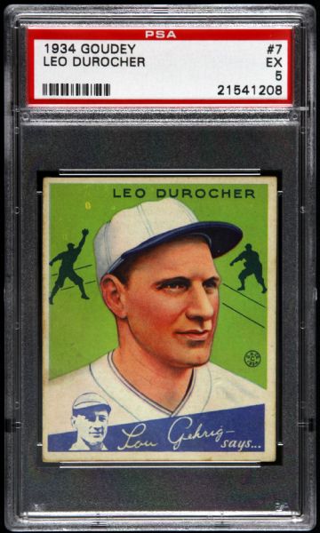 1934 Goudey Leo Durocher #7 Brooklyn Dodgers St. Louis Cardinals (PSA VG 5)