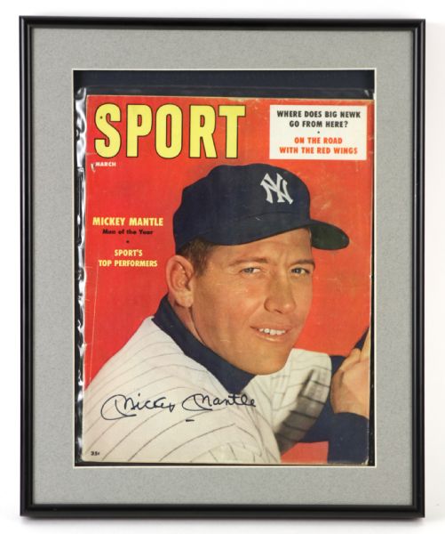 1957 Mickey Mantle New York Yankees Signed 12" x 15" Framed Sport Magazine (JSA)