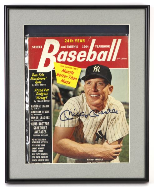 1964 Mickey Mantle New York Yankees Signed 12" x 15" Framed Street & Smiths Baseball Yearbook (JSA)