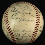 1939 Detroit Tigers Team Signed OAL Harridge Baseball w/ 24 Signatures Including Hank Greenberg, Charlie Gehringer & More *JSA*