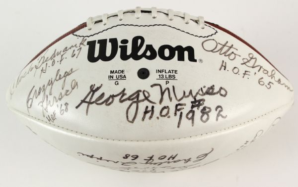 1994 NFL Hall of Fame Multi-Signed 75th Anniversary Football w/ 20 Signatures Including Joe Namath, Sid Luckman & More (JSA)