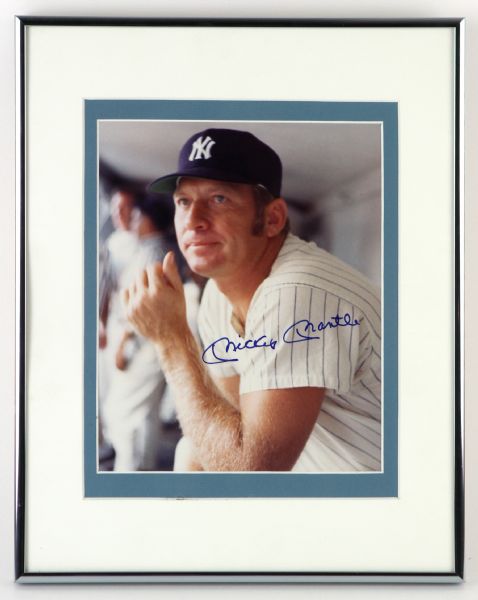 1980s Mickey Mantle New York Yankees Signed 11" x 14" Framed Photo (JSA)