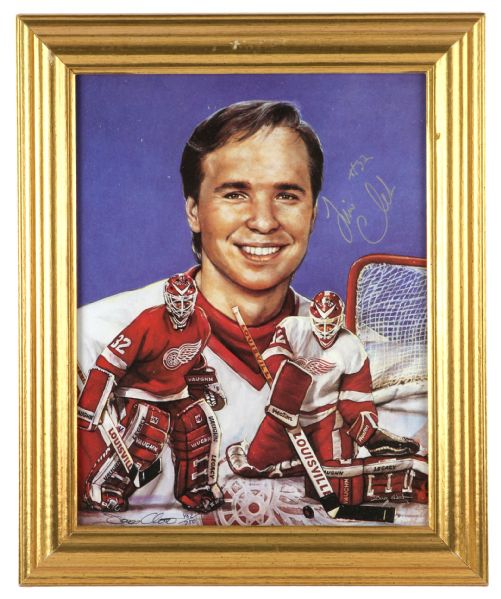 1990s Tim Cheveldae Detroit Red Wings Singed 14" x 17" Framed Lithograph 462/750 (JSA)