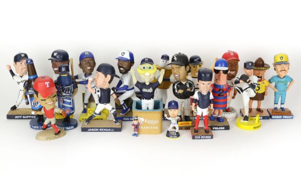 1990s-2000s Milwaukee Brewers Bobblehead Collection - Lot of 38 w/ Hank Aaron, Robin Yount, Bob Uecker & More