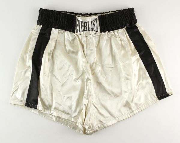 1950s Carmen Basilio Everlast White & Black Training Trunks (MEARS LOA/JO Sports LOA) Collection of Ex-Wife