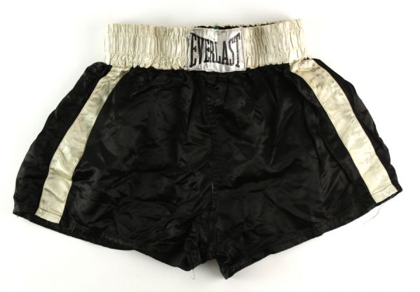 1962 or later Carmen Basilio Post Career Everlast Black & White Trunks (MEARS LOA) Collection of Ex-Wife