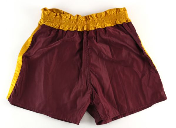 1958 Carmen Basilio Williams Maroon & Gold Training Trunks (MEARS LOA/JO Sports LOA) Collection of Ex-Wife