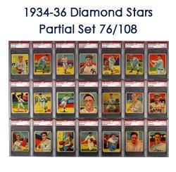 1934-36 National Chicle Diamond Stars Set Run 76 of 108 Cards All PSA Graded Includes 19 Hall of Famers Grove Hornsby Ruffing Medwick