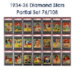 1934-36 National Chicle Diamond Stars Set Run 76 of 108 Cards All PSA Graded Includes 19 Hall of Famers Grove Hornsby Ruffing Medwick