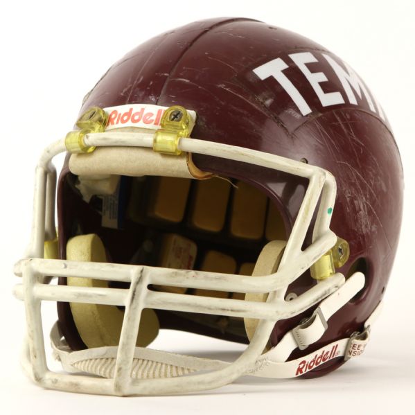 1981-85 Temple Owls Practice Worn Football Helmet (MEARS LOA)