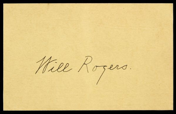 1879-1935 Will Rogers Signed Index Card Vaudeville Performer Movie Star Syndicated Columnist (JSA)