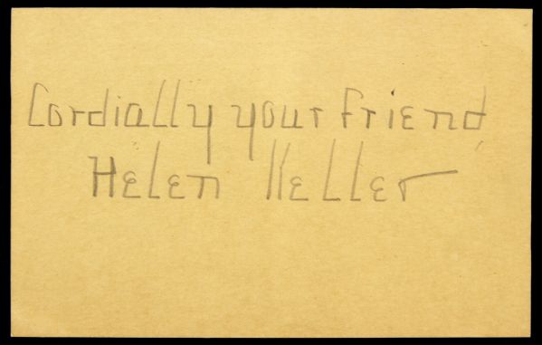1880-1968 Helen Keller Signed Index Card (JSA)
