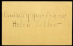 1880-1968 Helen Keller Signed Index Card (JSA)